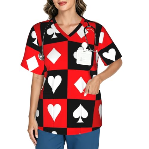 Supdreamc Women's Medical Nursing Uniform Scrub Top V Neck Short Sleeve Fit
