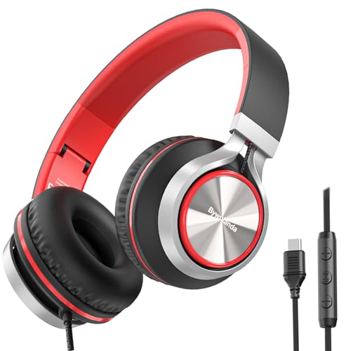 Bywulanda Casque USB C avec Micro et contrôle du Volume, Casque stéréo Supra-auriculaire pour iPhone 15 16 Pro, Casque Filaire Pliable pour Smartphones, Chromebook, Ordinateur Portable, tablettes
