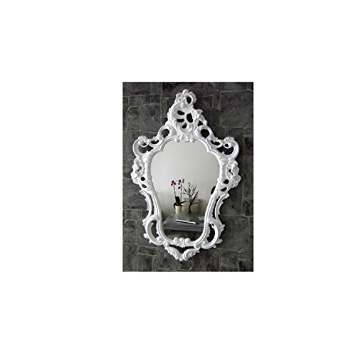 Lnxp Specchio da parete esclusivo barocco anticato, stile rococò, bianco, 50 x 76