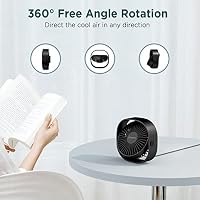 EasyAcc USB Ventilator, Mini Ventilator,Leise USB Tischventilator mit 2 Jahre Garantie,Starker Exquisit Lüfter und 3 Geschwindigkeiten,360 Grad Drehung Desk Fan für Schreibtisch,Zuhause,Büro - Schwarz – Ansicht 6