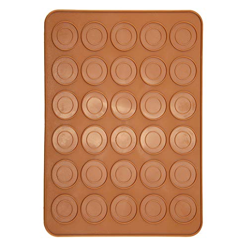 Tapis à Macarons en Silicone de qualité Supérieure, Feuille à Macarons pour la Pâtisserie, Tapis à Macarons de Forme Ronde, adapté aux Fours et aux Réfrigérateurs, avec 30 Trous