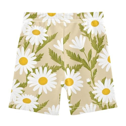 Joisal Cotton Under Shorts for Dresses Cute Daisies Beige Leaves Green Toddler Biker Shorts for Girls 4t Dance Clothes2