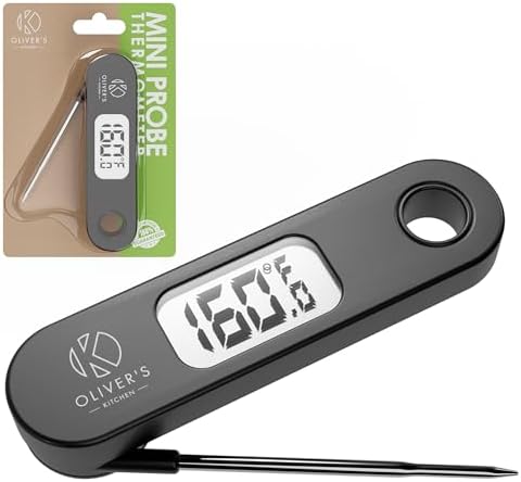 Oliver's Kitchen ® Instant Read Digital Meat Probe Thermometer - Super Fast & Accurate - Simple & Easy to Read & Use Large LCD Display - for Grilling, BBQ, Cooking, Baking and More