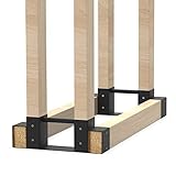 2 Pack Heavy Duty Firewood Rack Brackets Kit, Adjustable Fireplace Log Holder for Indoor Outdoor...