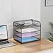 Marbrasse 4 Tier Paper Organizer Letter Tray - Mesh Desk File Organizer with Handle, Paper Sorter Organizer for Letter/A4 Office File Folder Holder (Black, 12.6