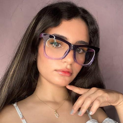Image of Zeelool Stylish TR90 Oversized Butterfly Glasses with Non-prescription Clear Lens for Women Yaritza OT006813-05 Purple