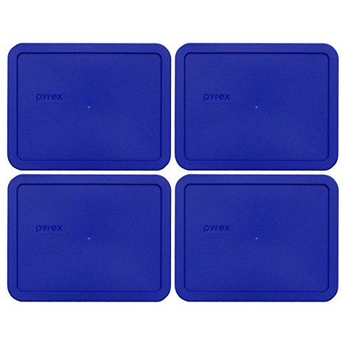 Pyrex 7211-PC 6 Cup Cobalt Blue Rectangle Food Storage Lid for Glass Dish (4, Cobalt Blue)
