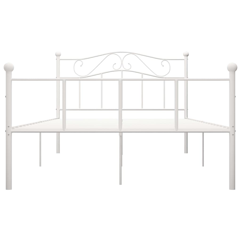 vidaXL Bettgestell Bett Metallbett Schlafzimmerbett Doppelbett Bettrahmen Schlafzimmermöbel Ehebett Lattenrost Weiß Metall 140x200cm