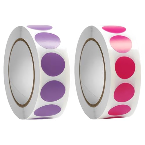 Autocollants ronds (2000 PCS), 13mm 2 Tomes 1000 Pastilles Autocollantes Rondes, Rose + violet, Etiquette Autocollante Ronde, pour bureau, entrepôt