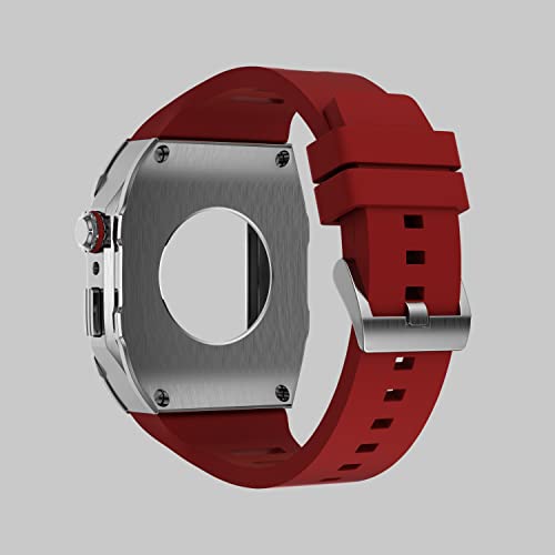 Stainless Steel Case Silicone Strap For 8 7 45MM Band Metal Rubber Set For Series 6 54 SE 44 Modification Kit3