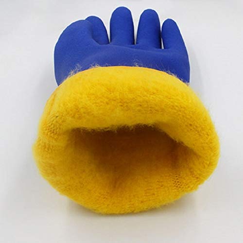 Handschuhe Widerstandsfähig -20 Grad Männer Arbeit Thermische Handschuhe Winter Schutz PVC wasserdichte rutschfeste Oilproof Verschleißfeste Cold Storage Fischer (Color : Blu, Size : L) Baumarkt