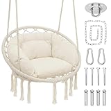 Magshion Silla hamaca colgante con acogedor cojín completo, dormitorio y porche relajación