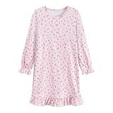 Little Hand Toddler Girls Nightgowns Pink Flowers Nightgown Pajama Dresses for Girl Long Sleeve Sleepwear Casual Nightie 3-4 Years