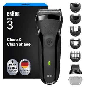 Braun Series 3 Elektrorasierer für Männer, Trockenfolienrasierer, 5 Kämme