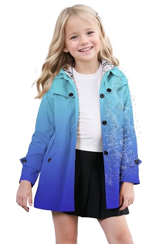 Image of SANGTREE Girl's Waterproof Trench Coat Hooded Lightweight Windbreaker Rain Jackets