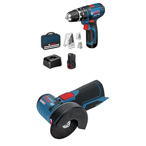 Avvitatore a percussione a batteria Bosch Professional 12V System GSB 12V-15 + Smerigliatrice angolare a batteria Bosch 12V System GWS 12V-76