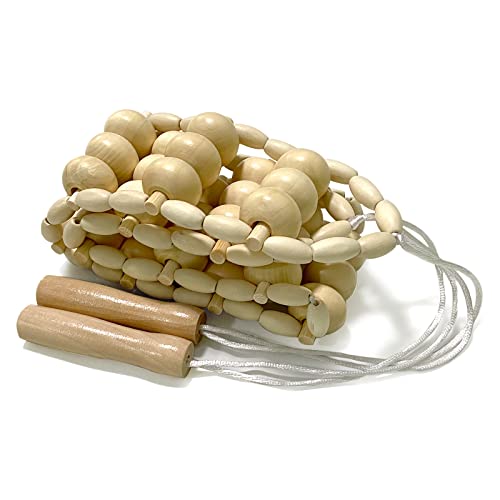 Deston 2 In 1 Wooden Back Massager Roller Rope & Handheld Roller Massager Stick, Relax Fascia, Cellulite, Muscle, Back & Abdomen, Therapy Lymphatic Anti Cellulite Muscle Recovery Massage Tool #TOP5