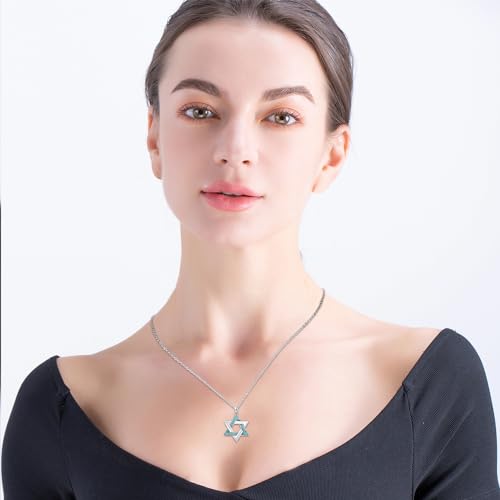 Star of David Necklace 925 Sterling Silver Chai Cross Hexagonal Star Turquoise Necklace Jewish Jewelry Gifts for Women Men3
