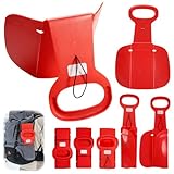 Snowboard für Schneeschlitten, Faltbarer poporutscher Faltbares Tragbares Snowboard mini Schlitten Kunststoffschlitten ski Sand Gras Schlitten Schneebob für Wintersport tragbarer Bob Schlitten, Rot