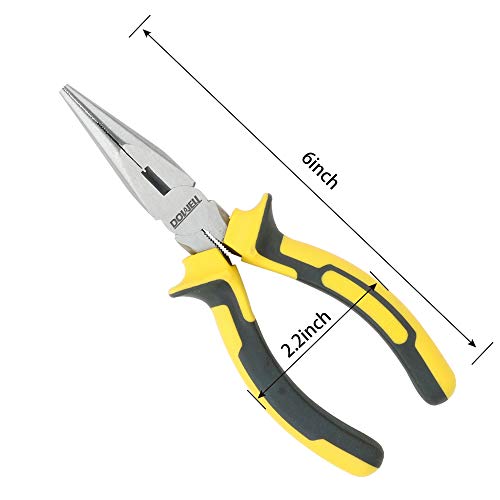 DOWELL 6 Inch Long Nose Pliers Needle Nose Pliers with Wire Cutter Nickel Chromium Steel Construction Professional Handle by DOWELL - Image 7