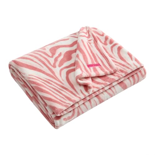 Image of Betsey Johnson - Oversized Plush Throw Blanket, 50 inch x 70 inch, Soft Throw Blanket for Couch or Bed, Cozy Bedding for Year Round (Wild Zebra Pink)