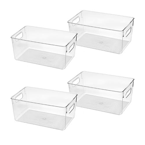 CONTROL KITCHEN Clear Plastic Storage Bins, Perfect for Organization or Pantry Organization and Storage, Fridge Organizer Plastic Bins, Pantry Organization and Storage Bins, Cabinet Organizers
