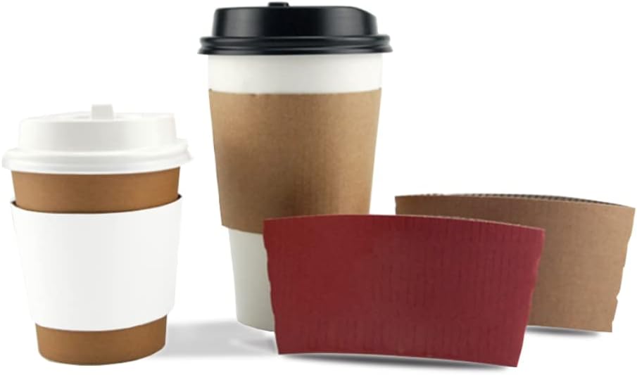 EchoDone 8 oz Disposable Coffee Cup Sleeves for Hot Drinks Paper Corrugated Cup Jackets 200 Count Color White (Without Cups)
