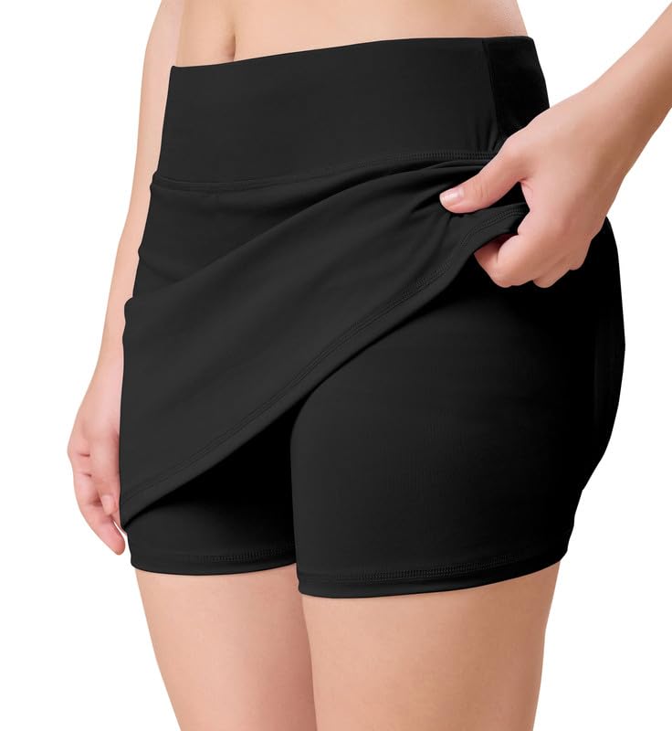 trendmalls Skirt with Shorts for Women's & Girl's Solid High Waist Flared Skater Short Mini Skirt-picture-20
