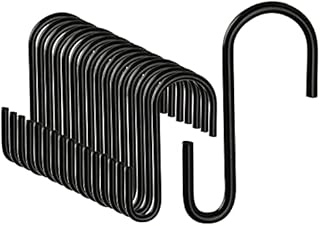 DONQL 20Pcs Black S Hooks for Hanging,2.36inch Hooks Heavy Duty,Small Kitchen Hooks S Shaped Hanging Hooks Stainless Steel Hooks S Clips for Utensil,Clothes,Jeans,Fence,Plant,Baskets