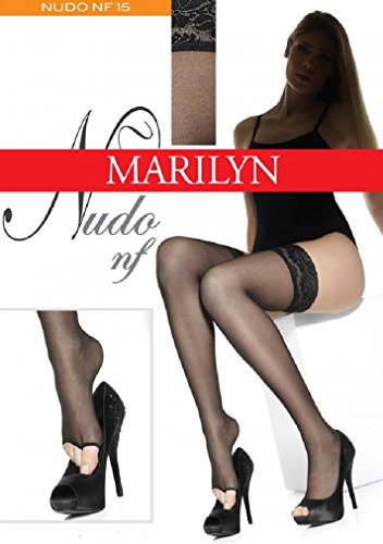 Marilyn Open Toe Holdups Lace Top Thigh High Stockings (S/M) Nude