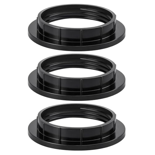 3 Pack Lamp Shade Black Collar Ring E27 Inside Threaded Diamter 1-1/2 Inch Light Socket Ring Retainer and Replacement Adapter