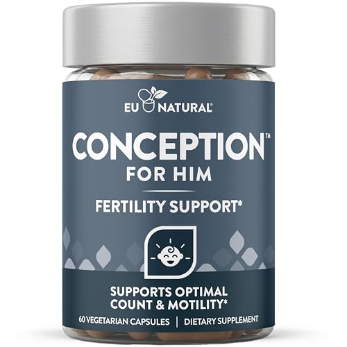 Eu Natural Conception for Him - Male Fertility Supplements with Ashwagandha, Folate & Zinc - Sperm Count, Motility & Strength Support - Fertility Support for Men, 60 Vegetarian Capsules