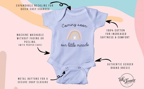 Ink Trendz Coming Soon Our Little Miracle Rainbow Baby Announcement Pregnancy Reveal Baby Onesie Bodysuit2