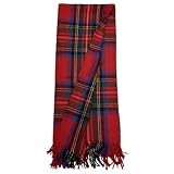 Tartan Fall Plaid Wool Blanket - Scottish Winter Throw (Stewart Royal)