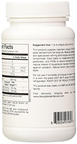 Omega-3 'Easy To Swallow' Ultra-Pure Fish Oil Supplement Natural Lemon Flavor 100 Softgels #TOP1