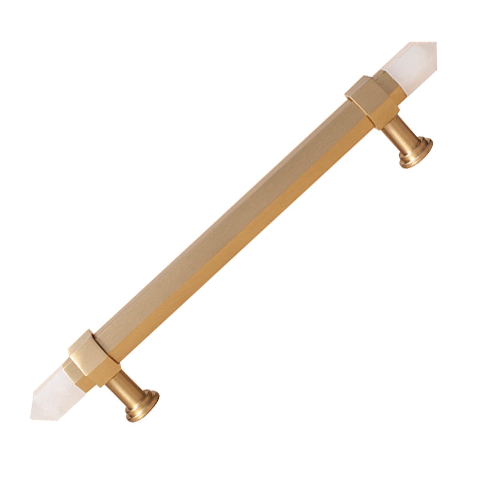 Niusabou One Color Single Hole Handle, Brass Copper Crystal Hexagon Kitchen Bathroom Cabinet Door Drawer Handle, Multiple Sizes(Hole Distance 96Mm)