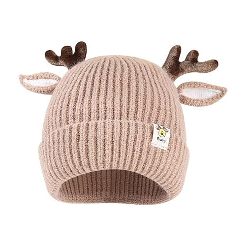 Baby Jungen Mädchen Rentier Strickmütze Geweih Baby Wintermütze Kinder...