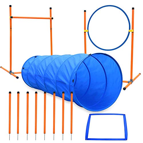 Xiaz Dog Agility Course Equipments, Obstacle Agility Training Starter Kit For Doggie+Slow Dispenser Feeder Adjustable Height For Small To Large Dog #TOP1