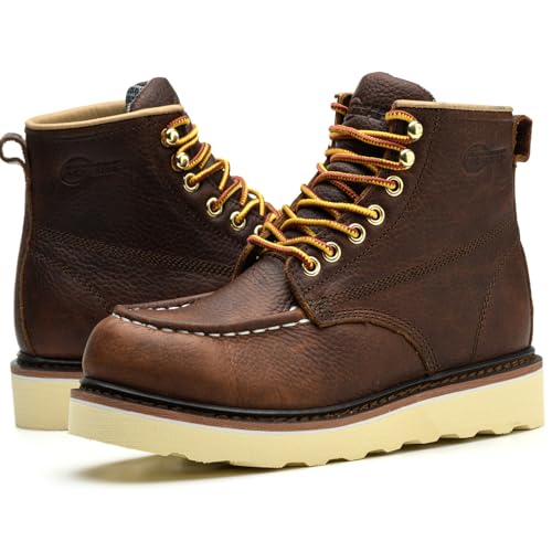 Image of Work Boots for Men - 6 Inch Wedge Soft Toe Mens Work Boots, Waterproof Construction Work Shoes