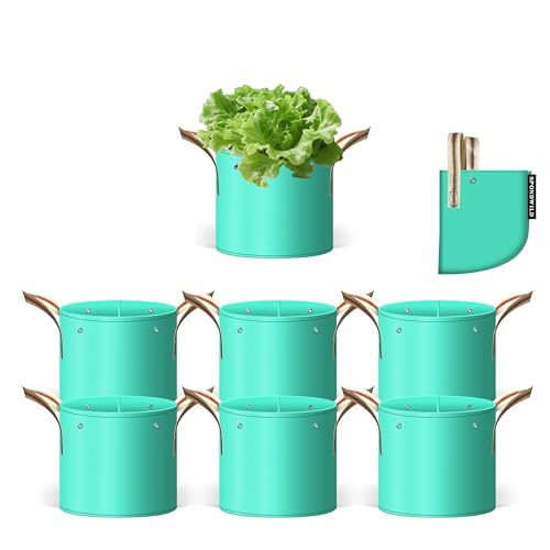 SPONDWILD 7 Pcs 2 Gallon Grow Bag PE Garden pots Plant Grow Bag with Branch-Binding Holes and Drain holefor for Vegetables Strawberries Flowers