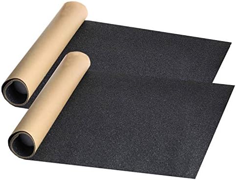 2 Pack 9" x 33" Skateboard Grip Tape Sheets, ZUEXT Bubble Free Waterproof Black Scooter Grip Tape, Longboard Griptape, Sandpaper for Rollerboard, Stairs, Gun, Pedal, Pistol,Wheelchair, Steps (84x23cm)