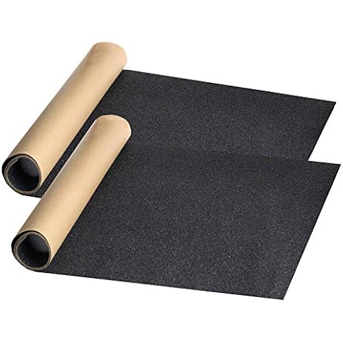 ZUEXT 9" x 33" Black Skateboard Grip Tape Sheets 2 Pack (84x23cm)