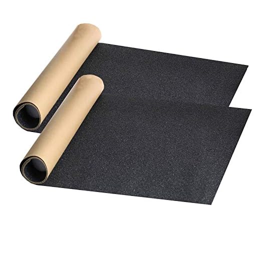2 Pack 9" x 33" Skateboard Grip Tape Sheets, ZUEXT Bubble Free Waterproof Black Scooter Grip Tape, Longboard Griptape, Sandpaper for Rollerboard, Stairs, Gun, Pedal, Pistol,Wheelchair, Steps (84x23cm)