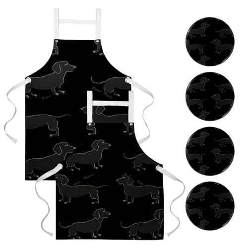 Tablier en lin teckel noir pour partager le plaisir de cuisiner ensemble