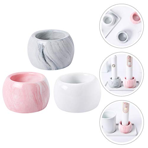 Doitool 3Pcs Mini Toothbrush Stand Marble Individual Electric Toothbrush Holder For Bathroom Vanity Countertops Storage Stands #TOP4