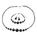 Produktbild treasurebay 616 mm Schwarz Achat Edelstein Halskette, Armband und Ohrring Schmuck Set, wird in einer wunderschönen Schmuck Geschenk-Box