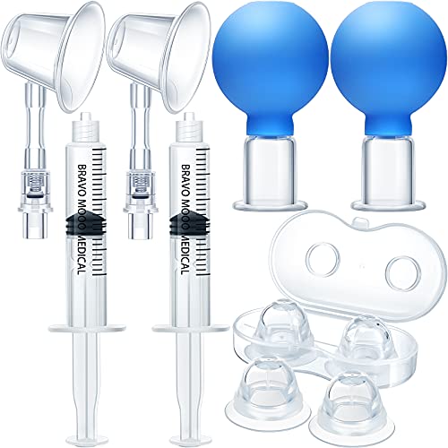 6 Pieces Nipple Suction Cups Nipple Aspirator Glass Silicone Face Cupping Set Silicone Nipple Puller Corrector Nipple Inverter Breastfeeding Suckers for Flat Inverted Nipples Female Women Body Face