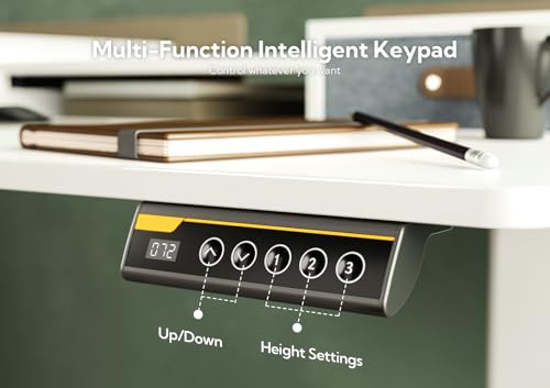 TRIUMPHKEY 120x60cm Height Adjustable Standing Desk with Monitor Shelves Height Adjustable Electric Standing Desk Storage Shelf Height Adjustable Desk Home Office Splice Board White 7 TRIUMPHKEY 120x60cm Height Adjustable Standing Desk with Monitor Shelves Height Adjustable Electric Standing Desk Storage Shelf Height Adjustable Desk Home Office Splice Board White - Image 7