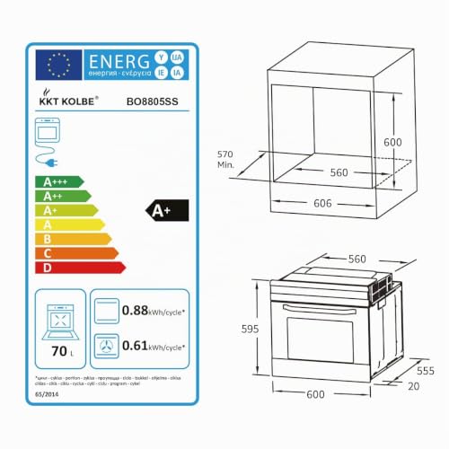 Foto von KKT KOLBE Einbaubackofen BO8805SS, 60 cm, 70 L, schwarz silber