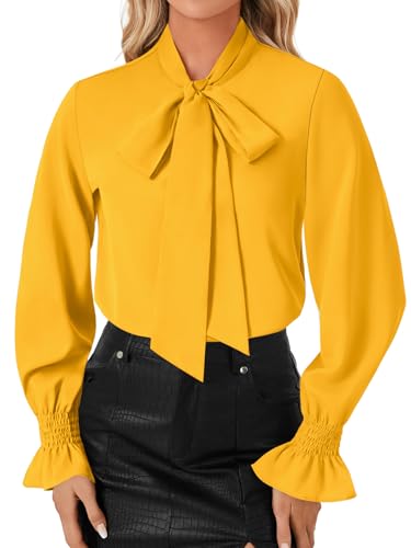 Image of LYANER Women's Bow Tie Neck Business Work Blouse